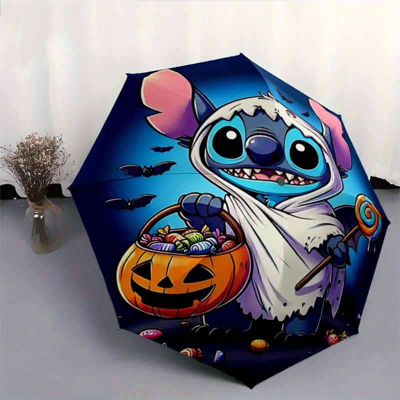1pc Halloween Stitch Pattern Cartoon Umbrella, Fashionable, Personalized, High-Value Folding Umbrella, a Must-Have for Summer, 8-Rib Durable