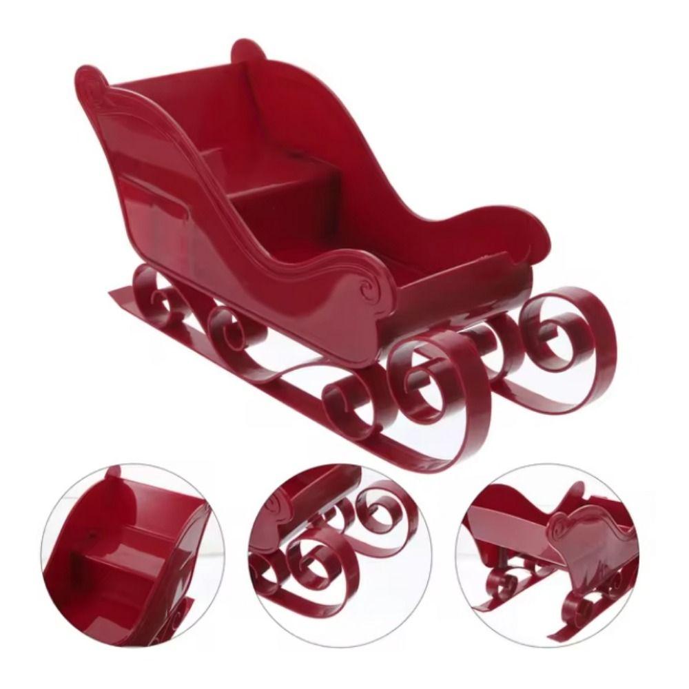 4 Stück/Set Kunststoff Weihnachts-Schlitten Schlitten Figur Abnehmbares Desktop-Schlittenmodell Weihnachten