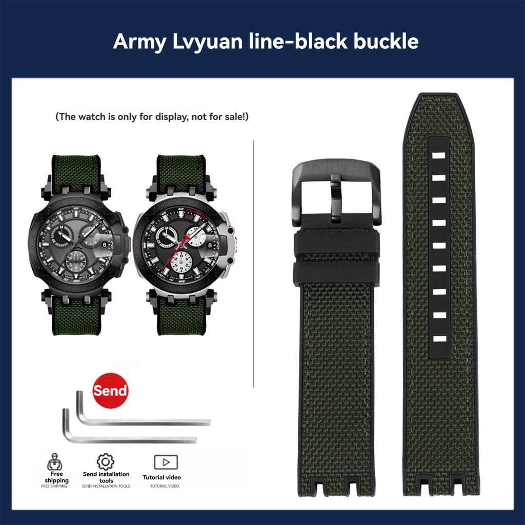 22mm High Quality Nylon Canvas Strap For Tissot MotoGP T-Sport Racing Series T115.417 T115.427A Rubber Bottom Watchband Bracelet