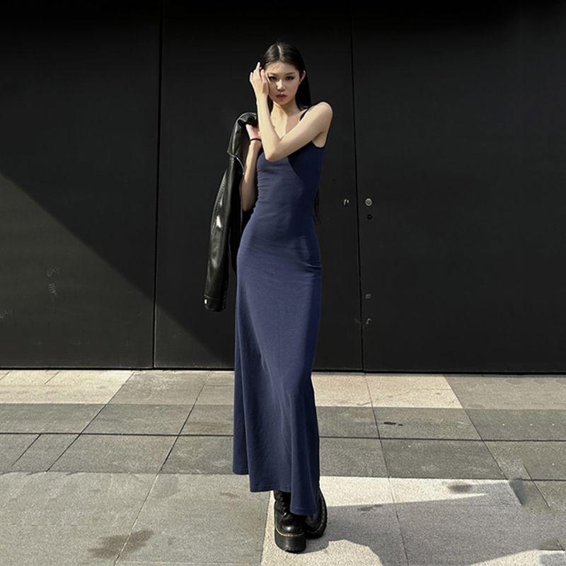 

Navy Blue Tall Women s Summer New Ins Dress Navy blue M