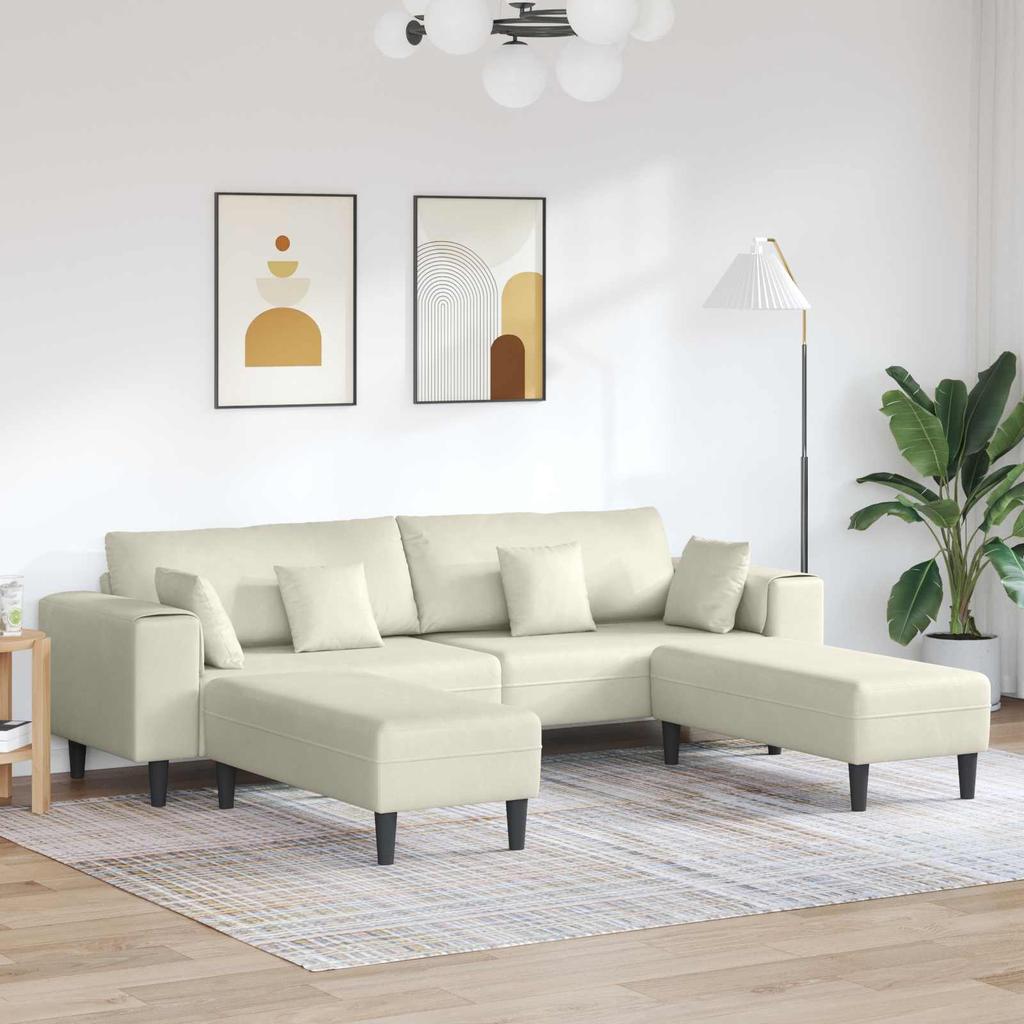 Sofa 3 pcs Cream 250 x 188 x 76 cm Velvet