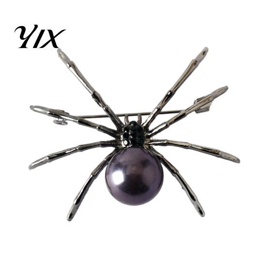 Gold Spider Lapel Pin Brooch for Women Men, Faux Crystal Gothic Dainty Hat Insect Brooch, Halloween Punk Vampire Costume Accessories Cosplay