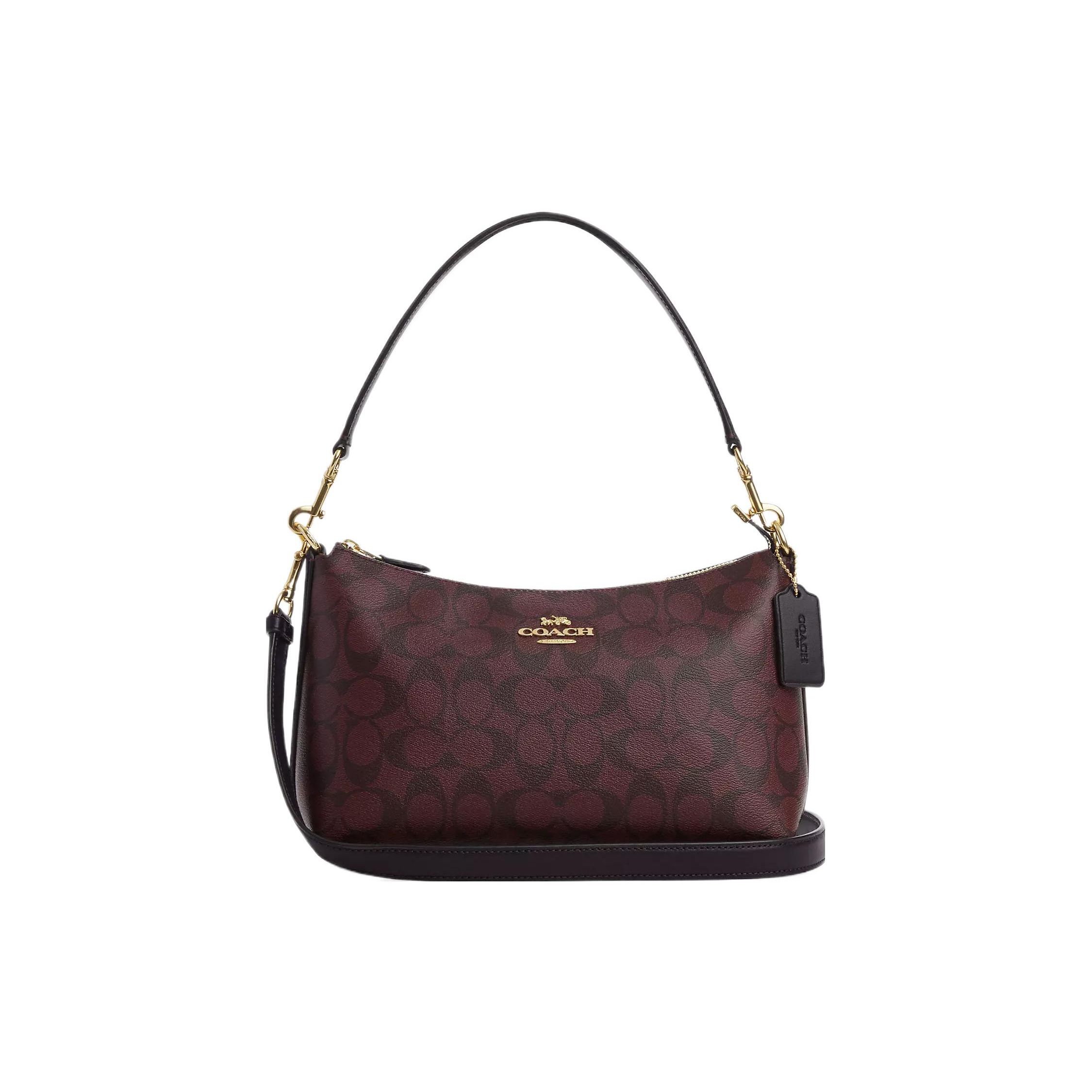 

Coach Clara 26 Classic Monogram Hardware Zipper Detachable Handle Coated Canvas Smooth Leather Handheld Crossbody Shoulder Bag Medium CF377-IMFCG Basic Set (Bag+Dust Bag)