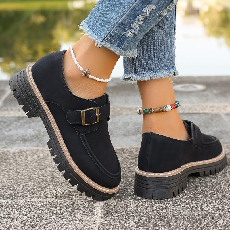 Women's Platform Loafers New Fashion Versatile Retro Small Leather Shoes British Style Thick Heel Spring and Autumn