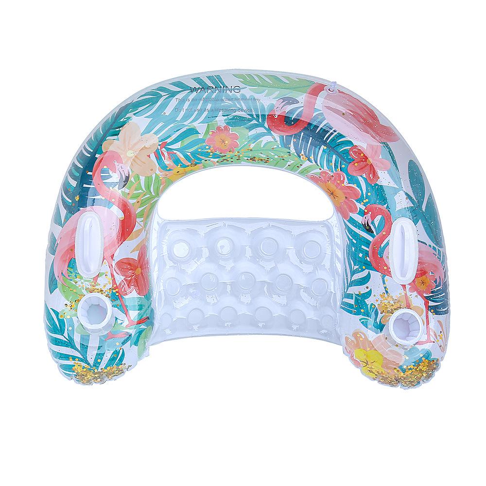 Ins Style Sequin Flower Inflatable Pool Float: U-Shaped Lounge Chair with Net