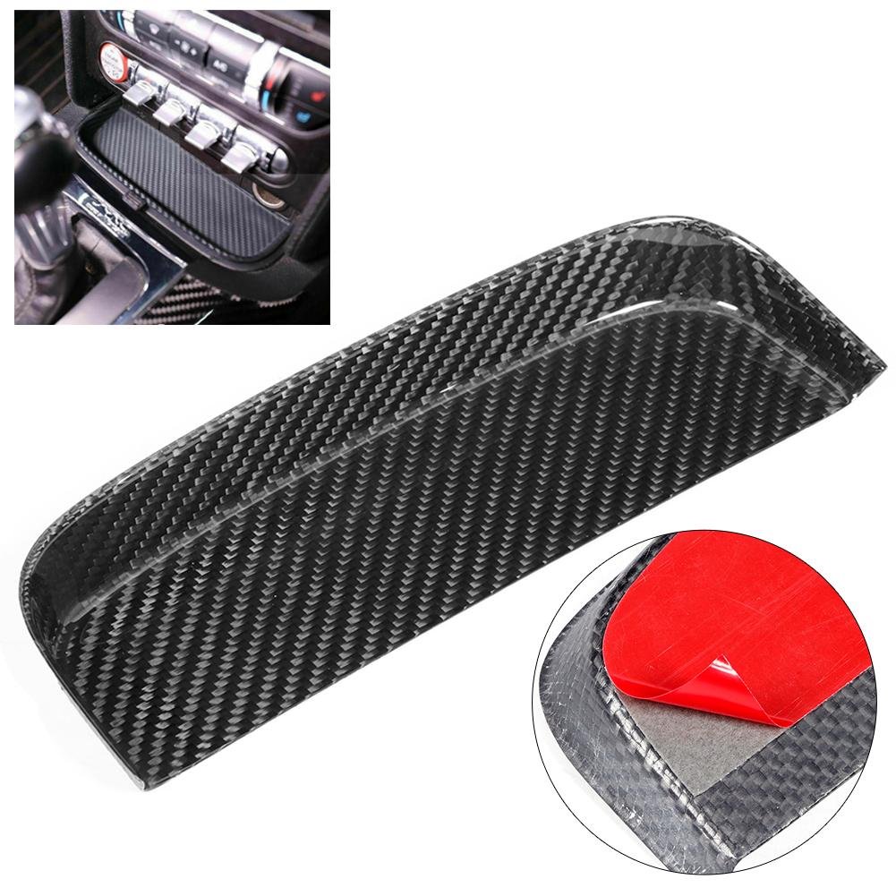 Carbon Fiber Car Storage Box Cover Trim Decor Fit for Ford Mustang 2014-2018