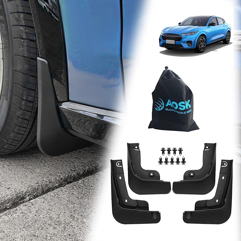 BestEvMod AOSK Compatible with Mustang Mach E Mud Flaps Splash Guards Exterior Accessories, 2021 2022 2023 2024 2025 Mach-E mud Flaps Splash Mach-E