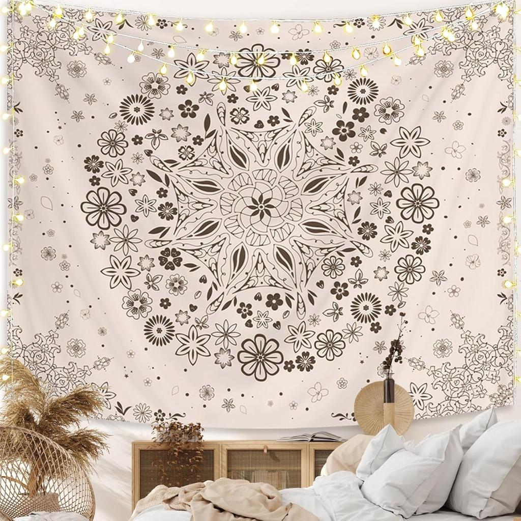 Boho Pink Mandala Wall Tapestry for Bedroom,Room Decor for Teen Girls, Art Floral Wall Hanging for College Dorm