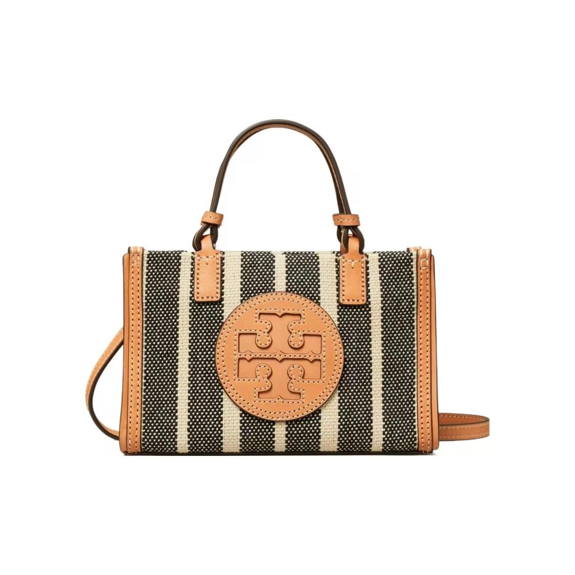 

Tory Burch Ella Double T Logo Striped Canvas Tote Shoulder Crossbody Mini Bag Women Bags Multicolor 146291-887 Basic Set (Bag+Dust Bag)
