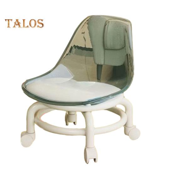 Low Rolling Stool with Backrest 360 Degrees Swivel Wheels Faux Leather Cushion Roller Seat Heavy Duty Rotating Mini Chair Seating Stool