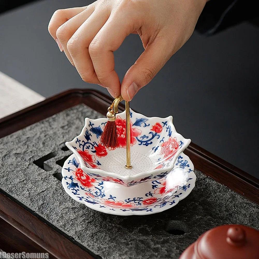 Creativi Ombrelli Blu e Bianchi Filtri da Tè Filtri in Ceramica Decorazioni Ornamenti Cerimonia del Tè Accessori da Tè Regalo per Amici