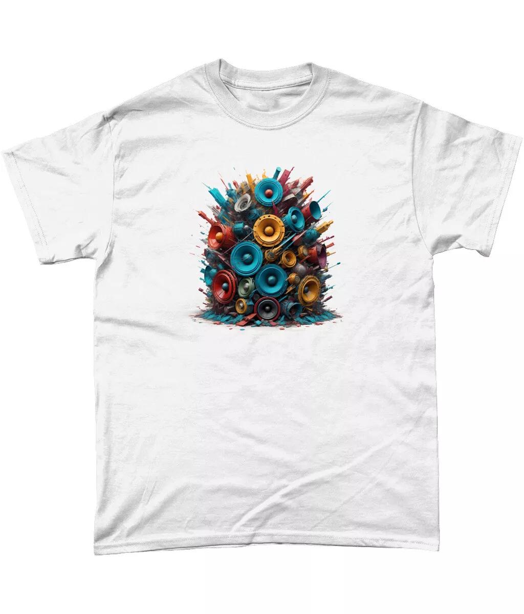 

Exploding Multicoloured Loudspeakers T Shirt Gig Concert Festival Party S