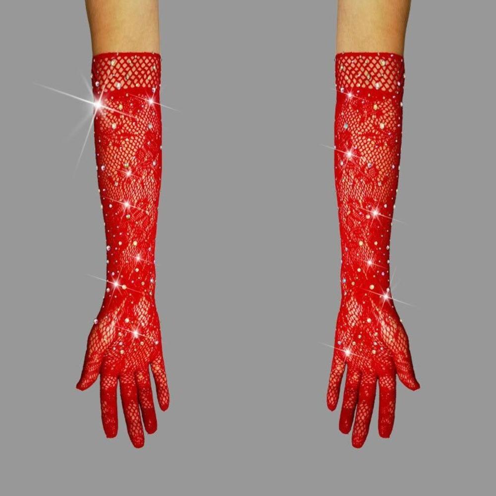 Mesh Long Mittens Party Dress Performance Gloves New Fishnet Gloves  Gift