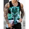 Letní Pánské Módní Ležérní Bez Rukávů Tílko s 3D Potiskem Zvířat s Kulatým Výstřihem