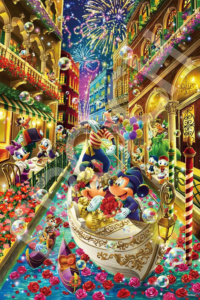 EPOCH Jigsaw Disney Mickey Friends Venetian Journey Decorative Includes and Decorative Stickers 1000-Piece Puzzle, & - (50x75cm), 97-709s, Collage,