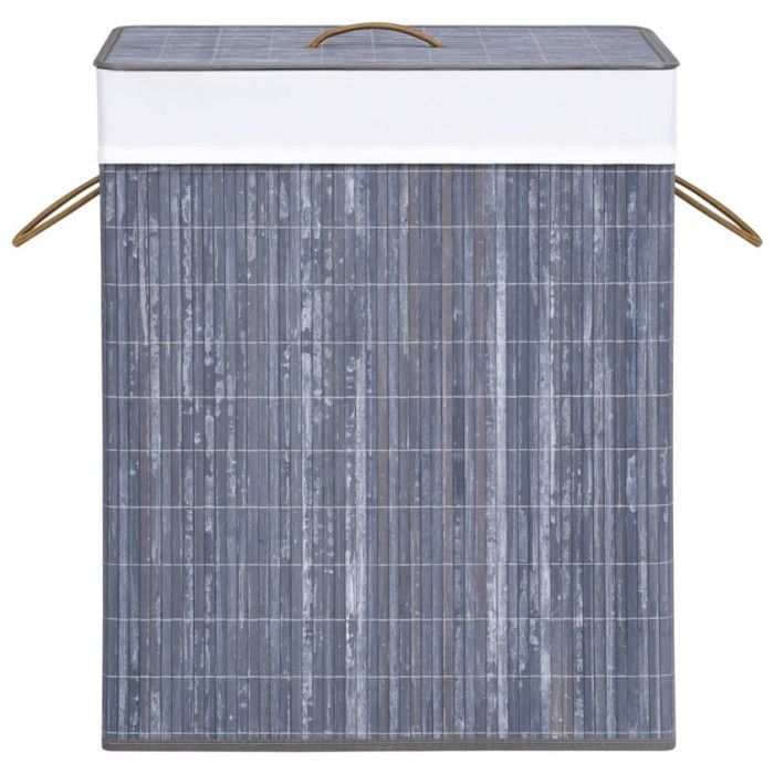VidaXL Panier à linge avec 2 sections bambou gris 100 L 320742