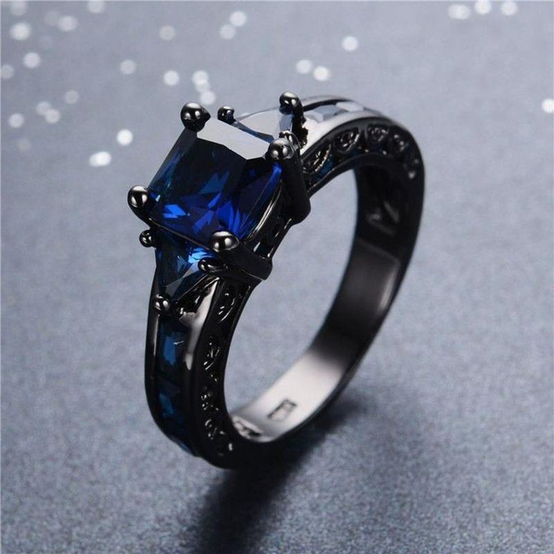 

New European And American Creative Accessories Fashion Female Zircon Hand Black Gem Wedding Ladies Ring 11