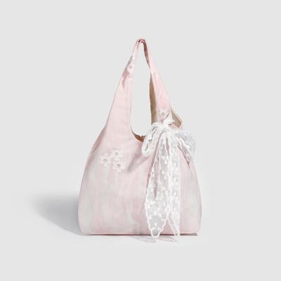 Bow Artistic Lace One-shoulder Fairy High Appearance Level Large Capacity Canvas Bag Tote Bag Tote Bag
