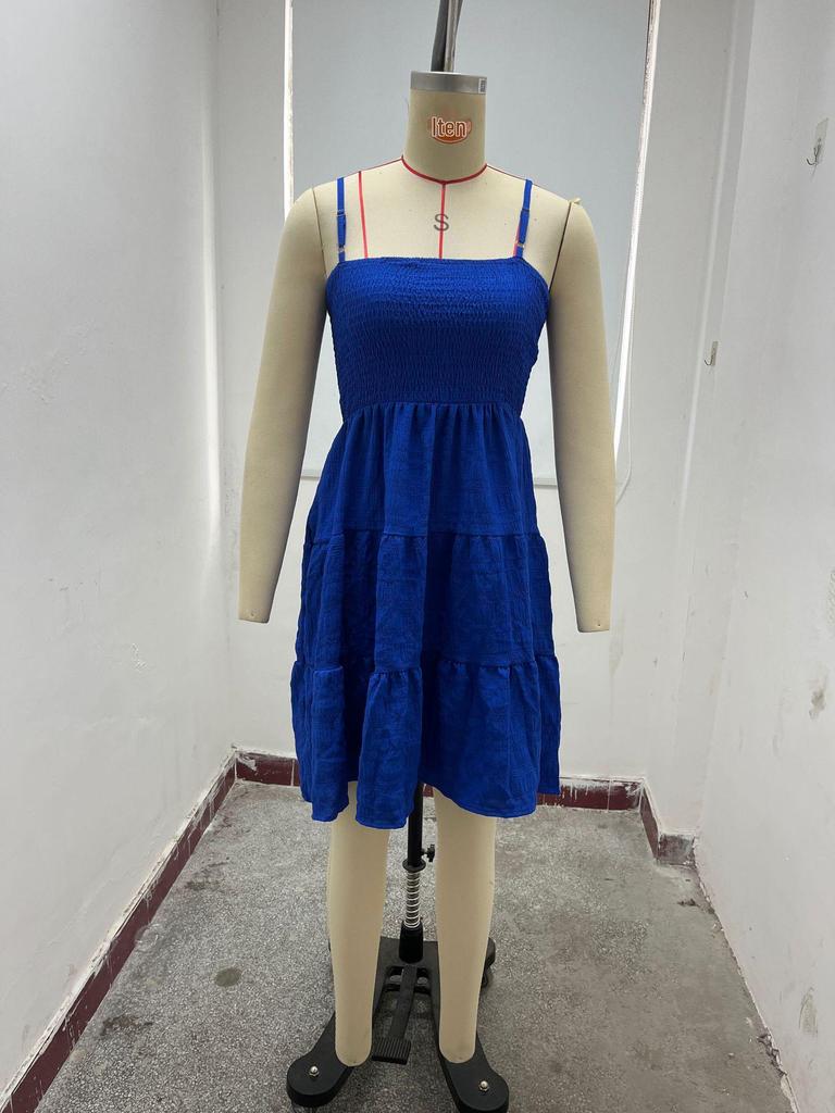 2024 Damen One-Shoulder Dünne Träger Texturiertes Kleid - Einfarbige, Vielseitiger Sommerstil