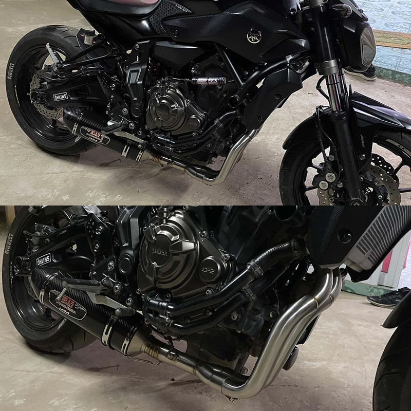 Complete Exhaust System for Motorcycle, Carbon Fiber Exhaust, 51mm/2 Inches, for Mt07 R77 2014-2023