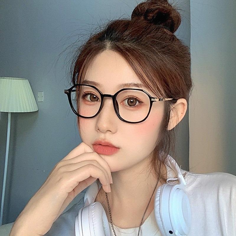 10pcs Korean Version of Fashionable Polygonal Anti Blue Light Glasses with Large Frame and Unisex Flat Lens