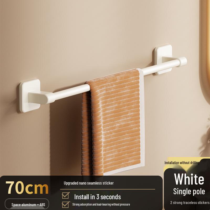 No-Drill Staggered Double & Single Rod Bathroom Towel Rack