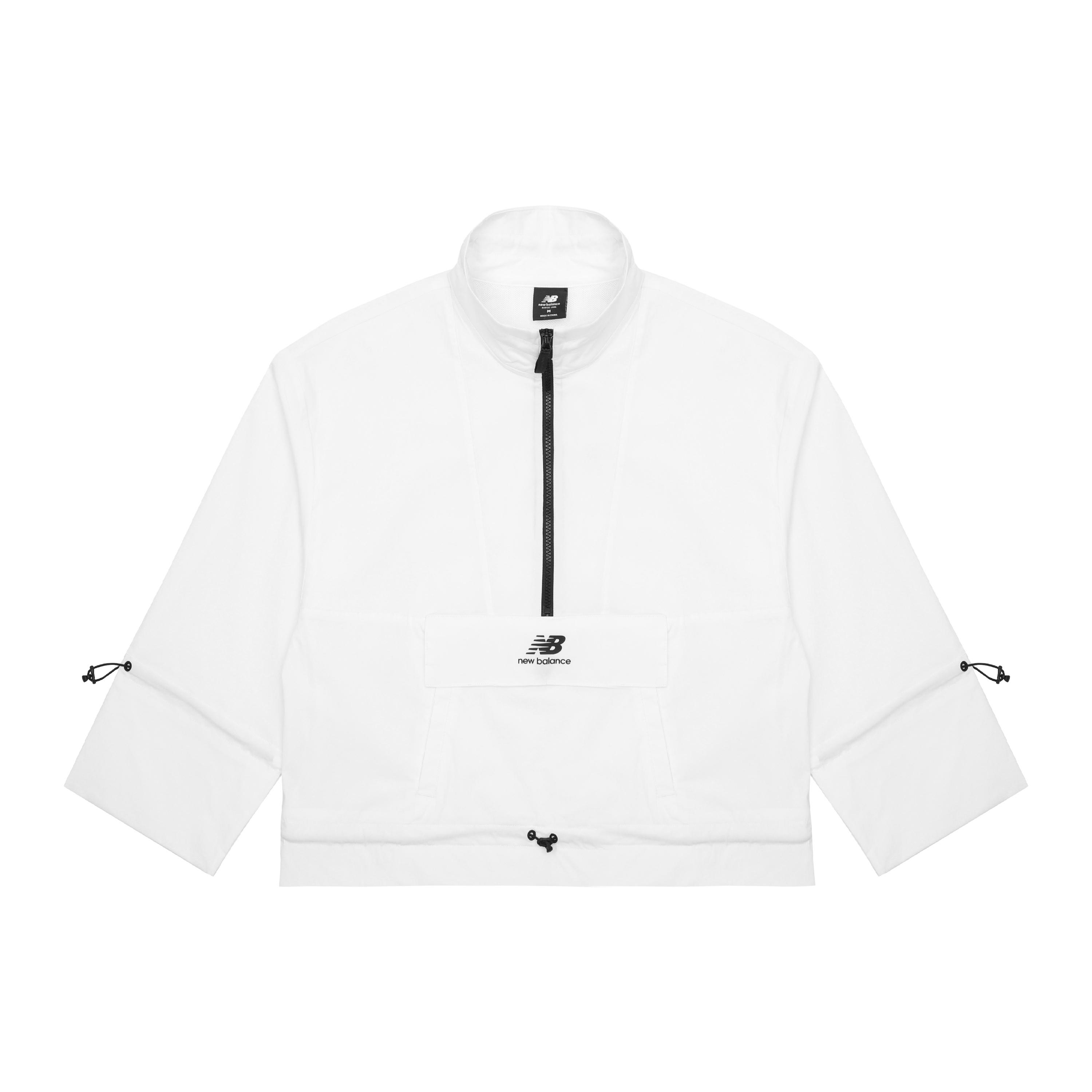 (WMNS) New Balance Logo Printing Half Zipper Sports Woven Stand Collar White Jacket Women s AWJ13321-IV L