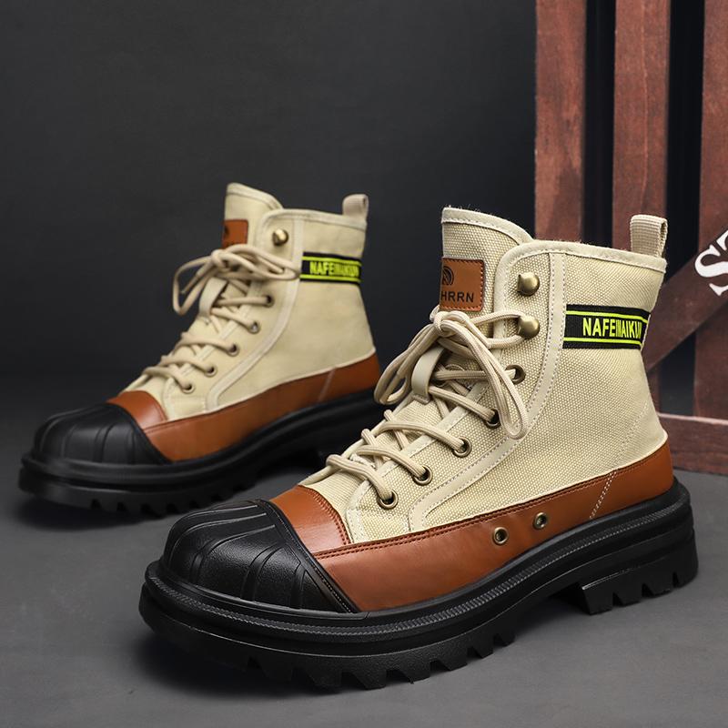 Fashion CYYTL Mens Boots Canvas New In Winter Casual Shoes Luxury Ankle Platform Hiking Safety Motorcycle Chelsea Tactical Cowboy Combat