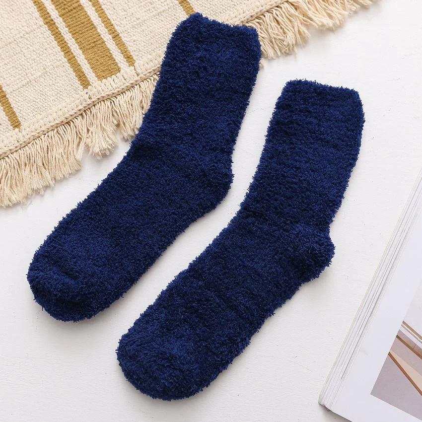 Men's Winter Coral Fleece Home Floor Socks Sleeping Tube Socks Solid Color Men's Socks
