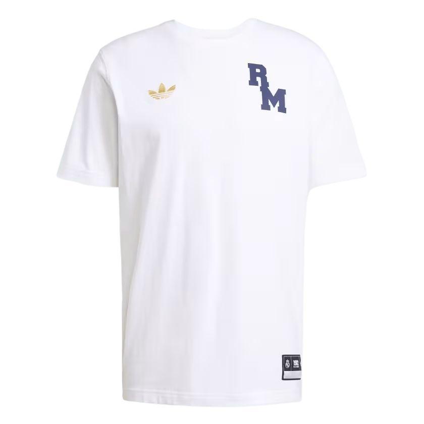 adidas Real Madrid VRCT T-Shirt Asia Sizing White Navy Men s JL6116 XXL