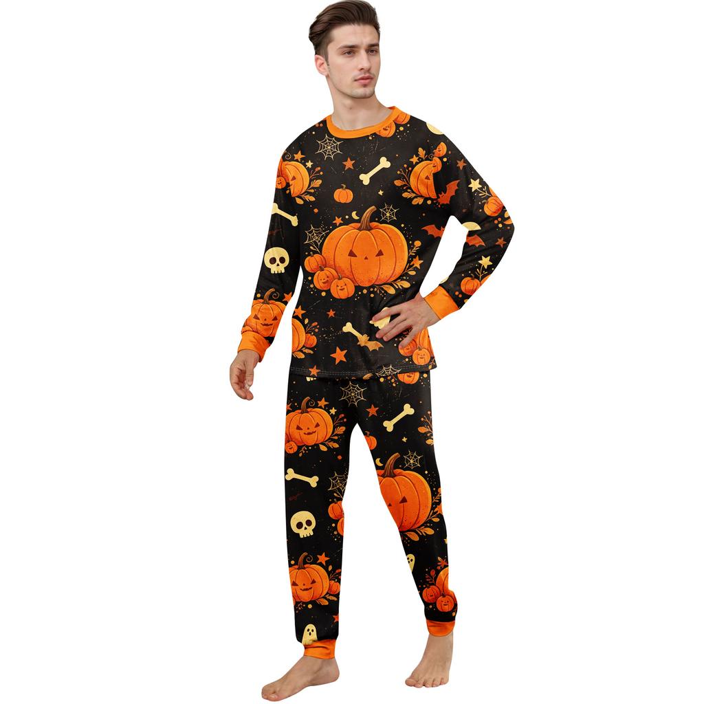 Family Matching Halloween Pajama Set Long Sleeve Top and Pants Loungewear for Parents and Kids
