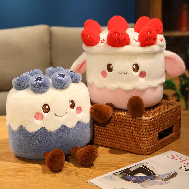 Simulated Cake Plush Toys Dessert Doll Doll Cute Strawberry Cake Blueberry Cake Doll Children's Gift