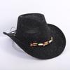 Popular European and American Classic Western Denim Straw Hat, Men's and Women's Fashion Outdoor Sunscreen Sequined Straw Hat