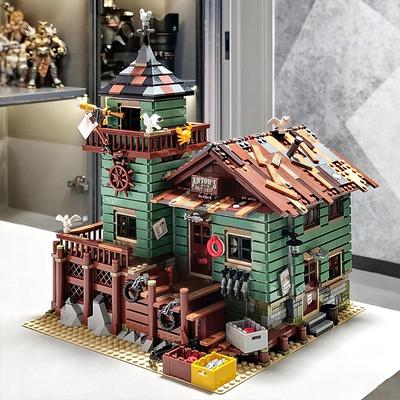 Mikro stavební bloky Rybářská vesnice Chata, Architektonické stavební bloky Model městského domu Dárek pro dívky a chlapce, Dětské hračky