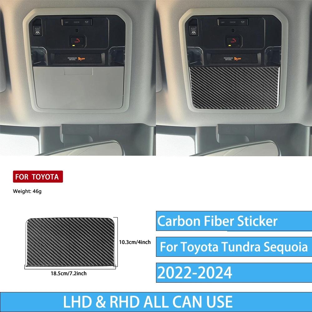 For Toyota Tundra Sequoia -2024 Carbon Fiber Roof Reading Light Glasses Case Decorative Accessories Interior Cover Stickers Black Carbon Fiber