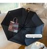 Korean Style Sun & Rain UV Protection Umbrella for Women - Manual Foldable with Curved Hook and Black Glue Sunshade