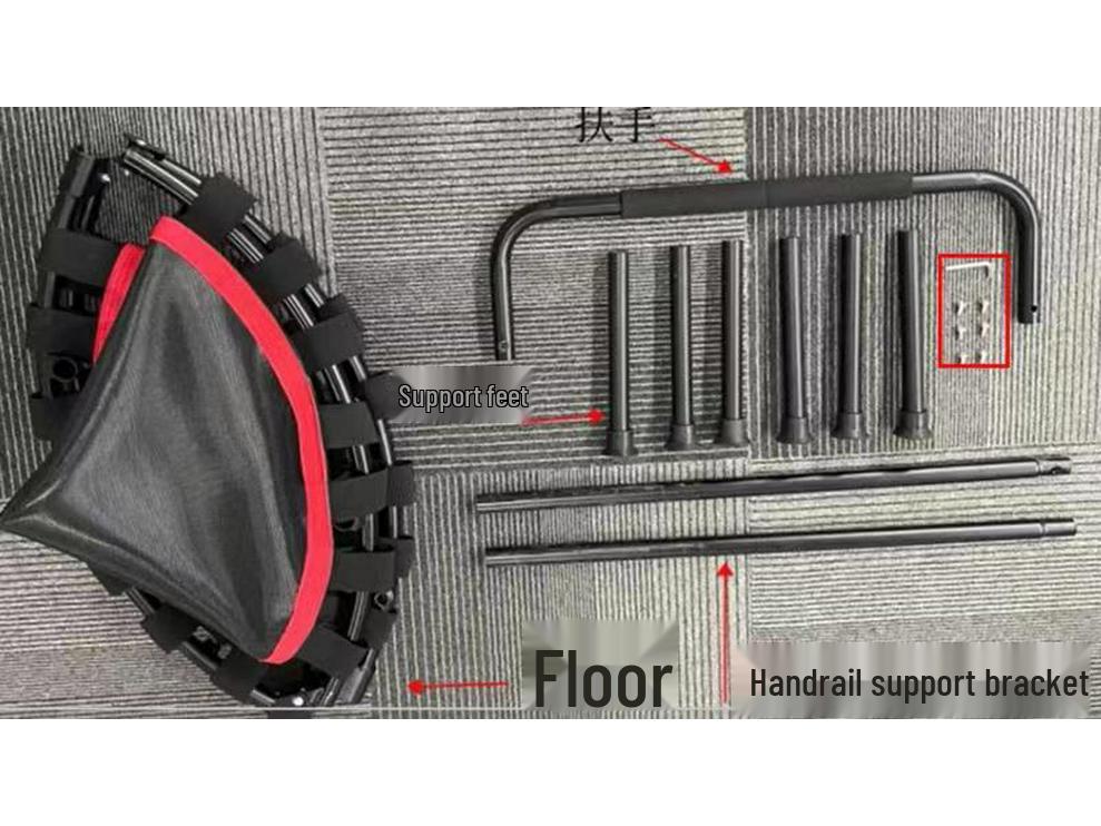 40" Round T-Handle Folding Indoor Trampoline for Kids with Handrail