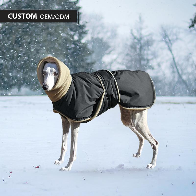Winter Dog Coat, High Collar Warm Fleece Lined Pet Jacket, Clothes for Large Slim Body Dogs, ODM Customization Available