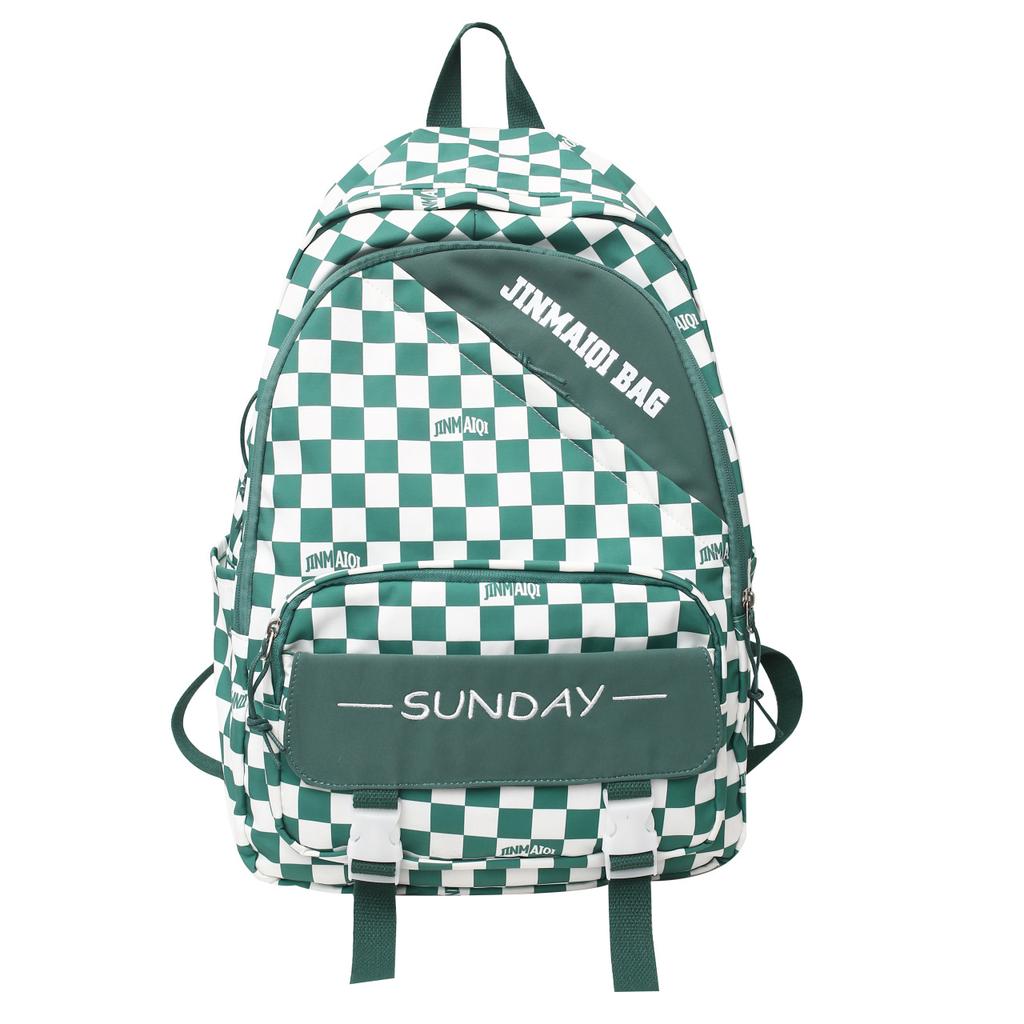 Korean version backpack checkerboard junior and high school students make-up schoolbag large capacity lightweight leisure outdoor travel backpack