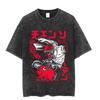 Chainsaw Man Washed Cotton Men Women Vintage Japan Anime Oversize Shirt Streetwear Short Sleeve Shirt Loose Cotton Tops