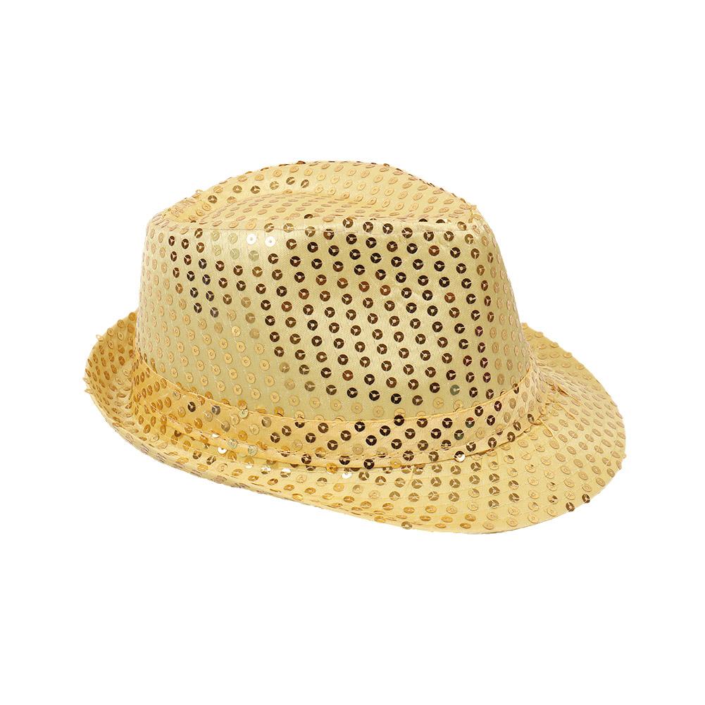 

Джазовая шляпа с блестками, ковбойские кепки, реквизит для ролевых игр, блестящий костюм с бисером для мужчин, выступление, вечеринка P5N5 Silvery-One size