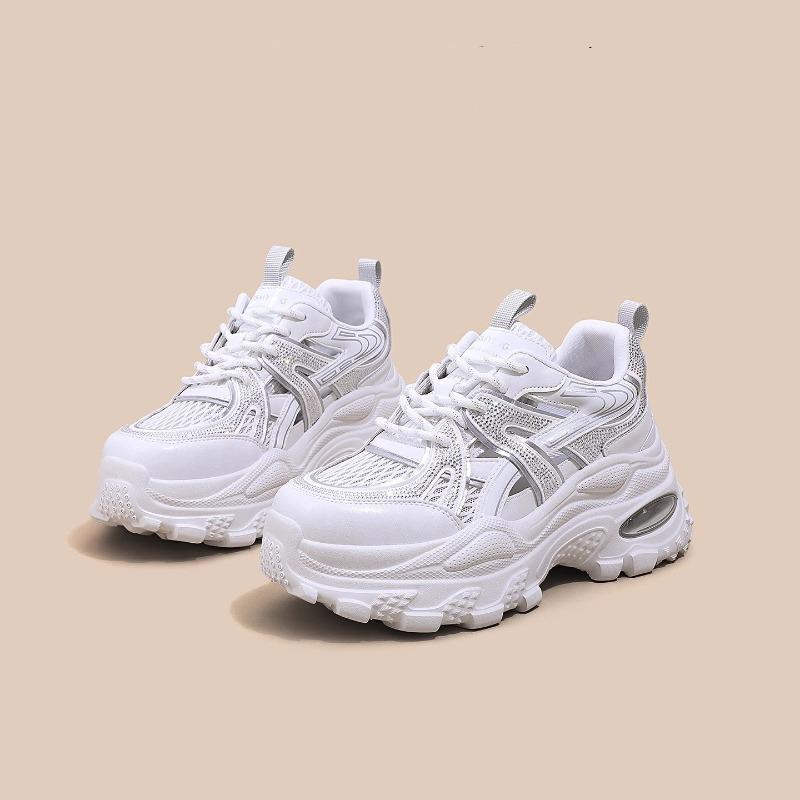 Thick-soled hollow dad shoes women's new summer shoes versatile breathable mesh rhinestone casual sports sandals