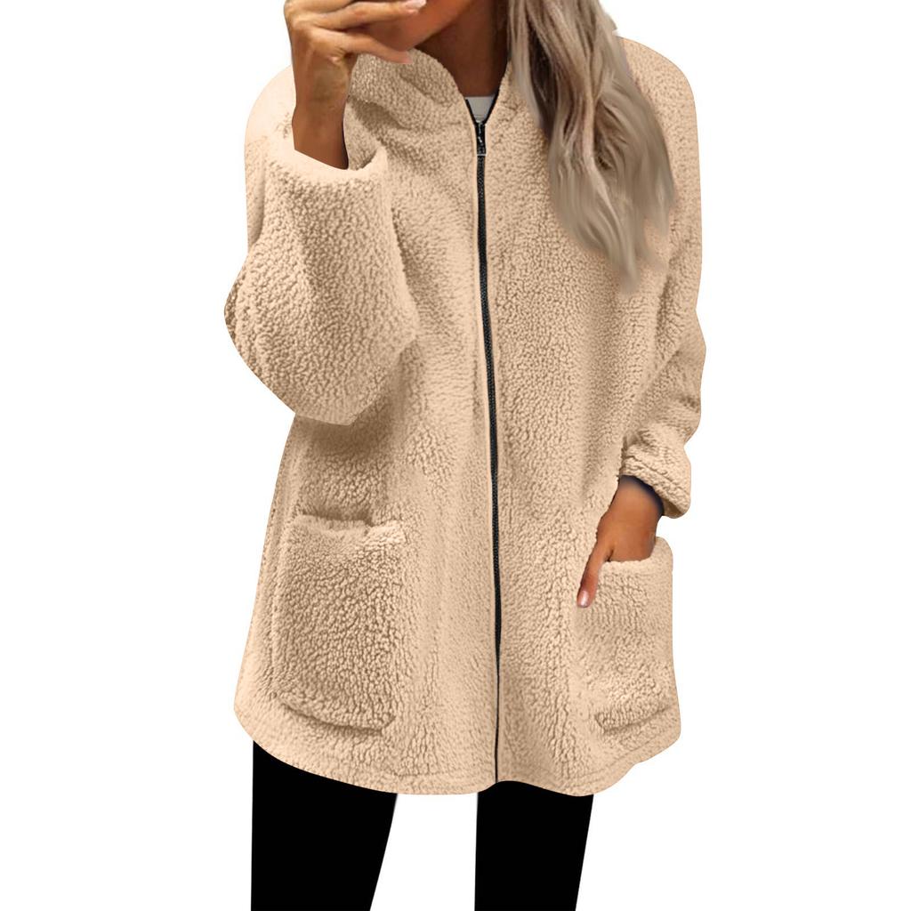 Damen Zip-Up Hoodies Übergroßes Fleece Langes Pullover Kapuzensweatshirt Lässig Langärmlig Herbst Hoodie Jacke