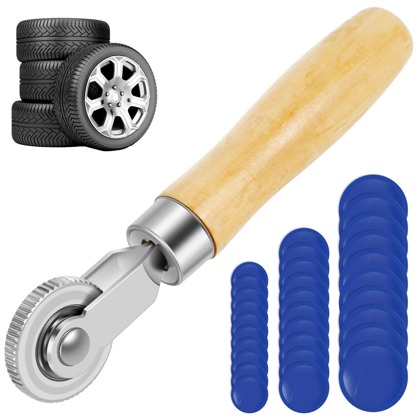 

30 шт. заплаток для ремонта автомобильных шин с валиком 32/45/58 мм, набор для ремонта шин из натурального каучука, инструмент для ремонта проколов автомобильных шин, металлический ролик чёрный