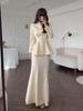 2025 Spring Elegant Retro Women's Solid Color Long Sleeve Top and Skirt Set
