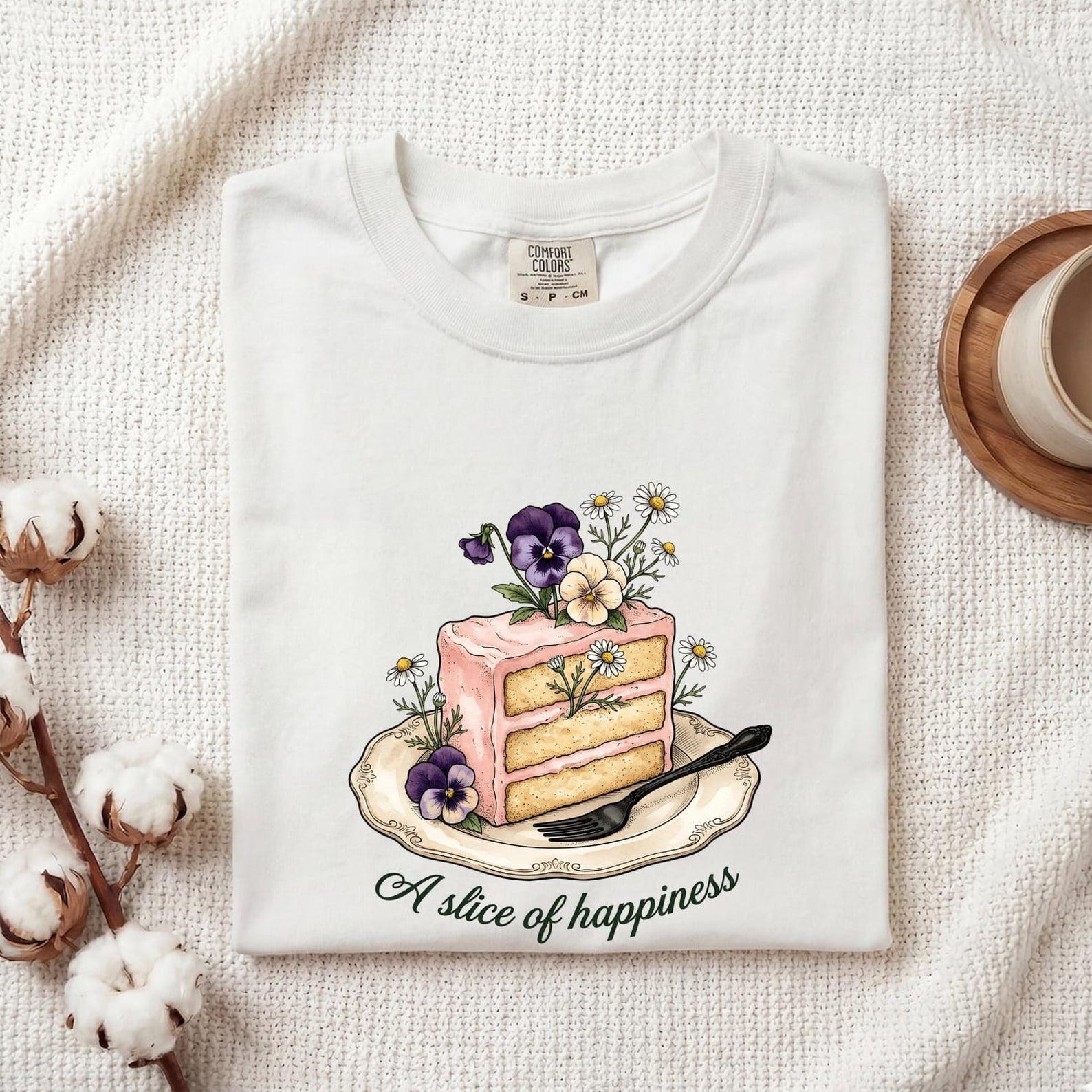 Cake Portion Shirt Desserts Confectionery Gift Women Nature Tee Slice T-Shirt Pastry Fan Cake Tshirt Confectionery Graphic Timeless Blooms 3XL