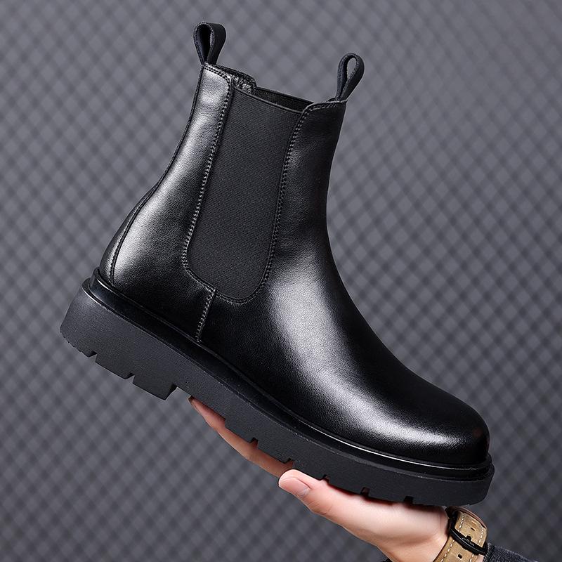 Men's Chelsea Boots, Autumn/Winter British Style, Plus Velvet Mid-High Martin Boots
