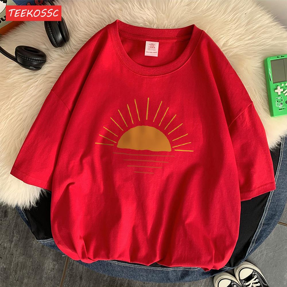 

Sunset On The Coastline Men Tee Shirt Graphic Personality T Shirts High-Quality Pattern T-Shirt Cotton Fashion Short Sleeved M