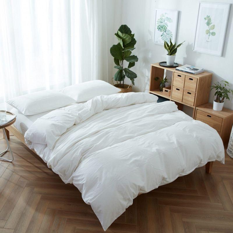 

White Quilt Cover Four-Piece Hotel White Suite Hotel B & B Pedicure Bedding Bed Cover (4-Piece Set) 160x 230cm (single Bed Sheets) Pure White