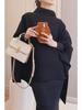Women's Wool Blend Cape: Turtleneck Sweater Coat with Bat Sleeves - Cos Style for Autumn/Winter